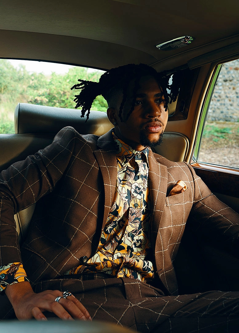 Brown Windowpane Check Wool Suit