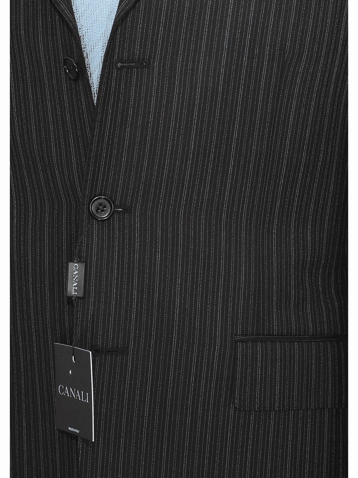 Canali 38r 46 Drop 6 Classic Fit Black Striped 3-button Pleated 100% Wool Suit