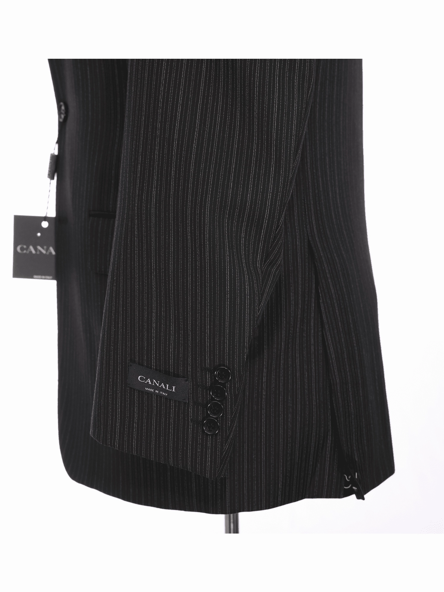 Canali 38r 46 Drop 6 Classic Fit Black Striped 3-button Pleated 100% Wool Suit