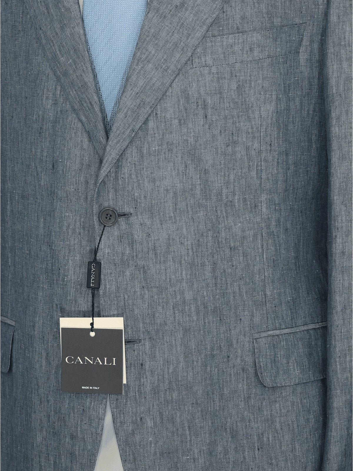 Canali Mens 46r 58 Drop 6 Classic Fit Blue 2-button Half Lined 100% Linen Suit