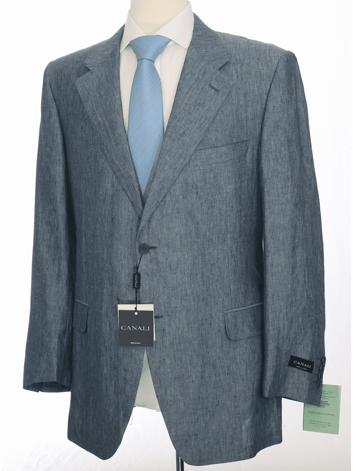 Canali Mens 46r 58 Drop 6 Classic Fit Blue 2-button Half Lined 100% Linen Suit
