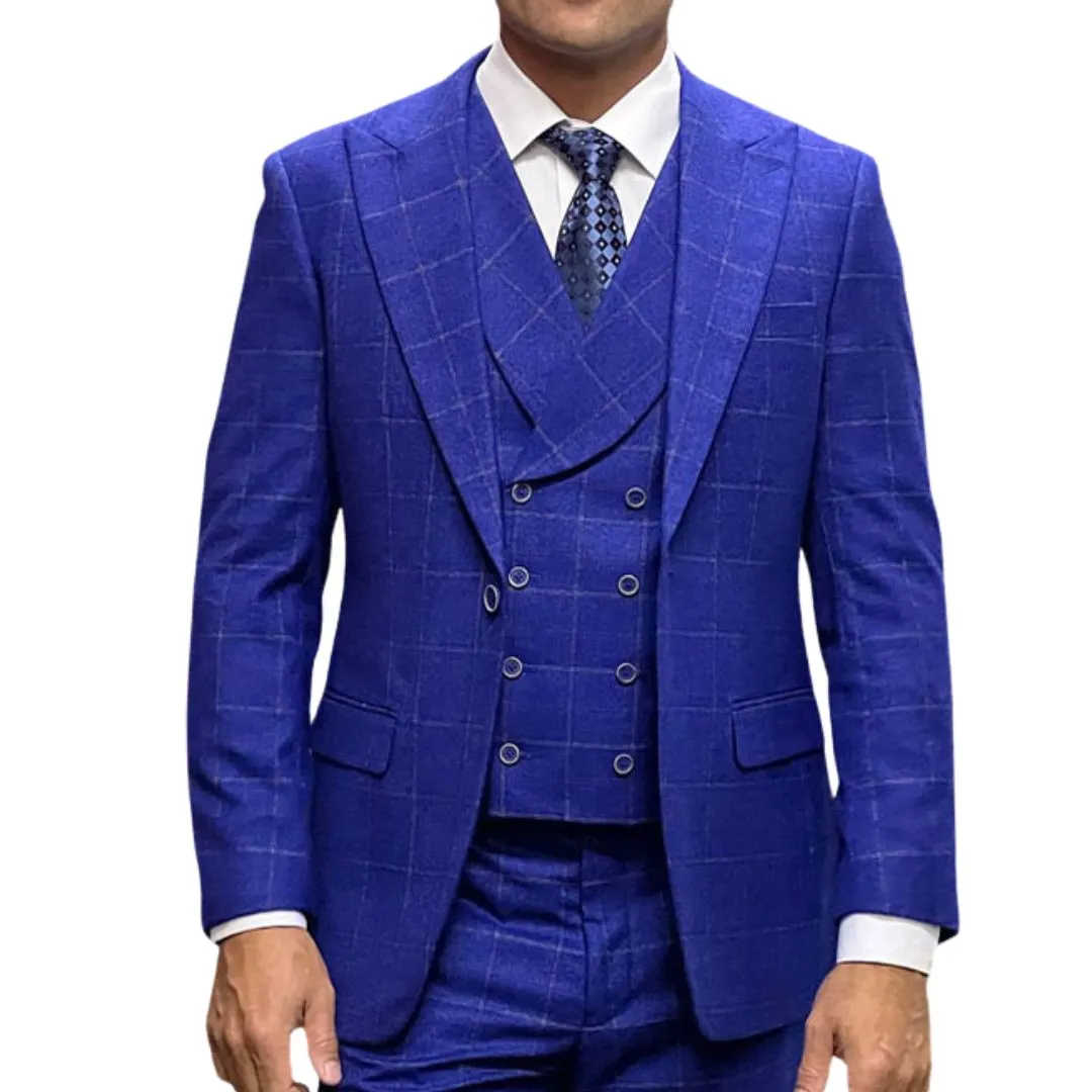 Celestio Collection: Cobalt 3-Piece Peak Lapel Suit
