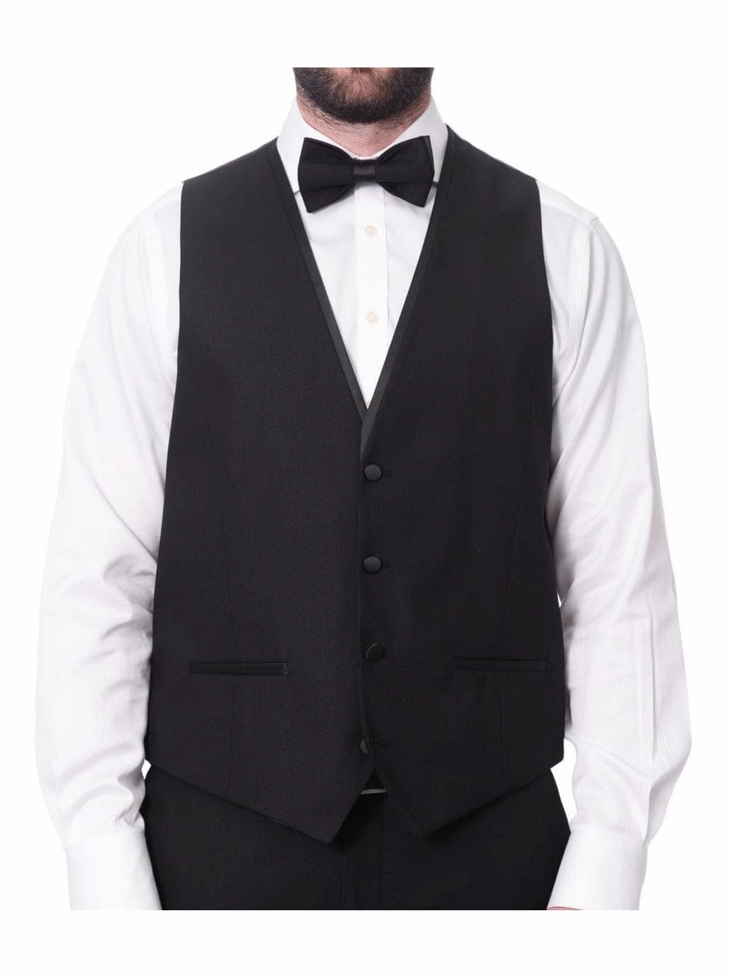 Cemden Mens Slim Fit Solid Black 1 Button 3 Piece Tuxedo Suit With Shawl Lapels