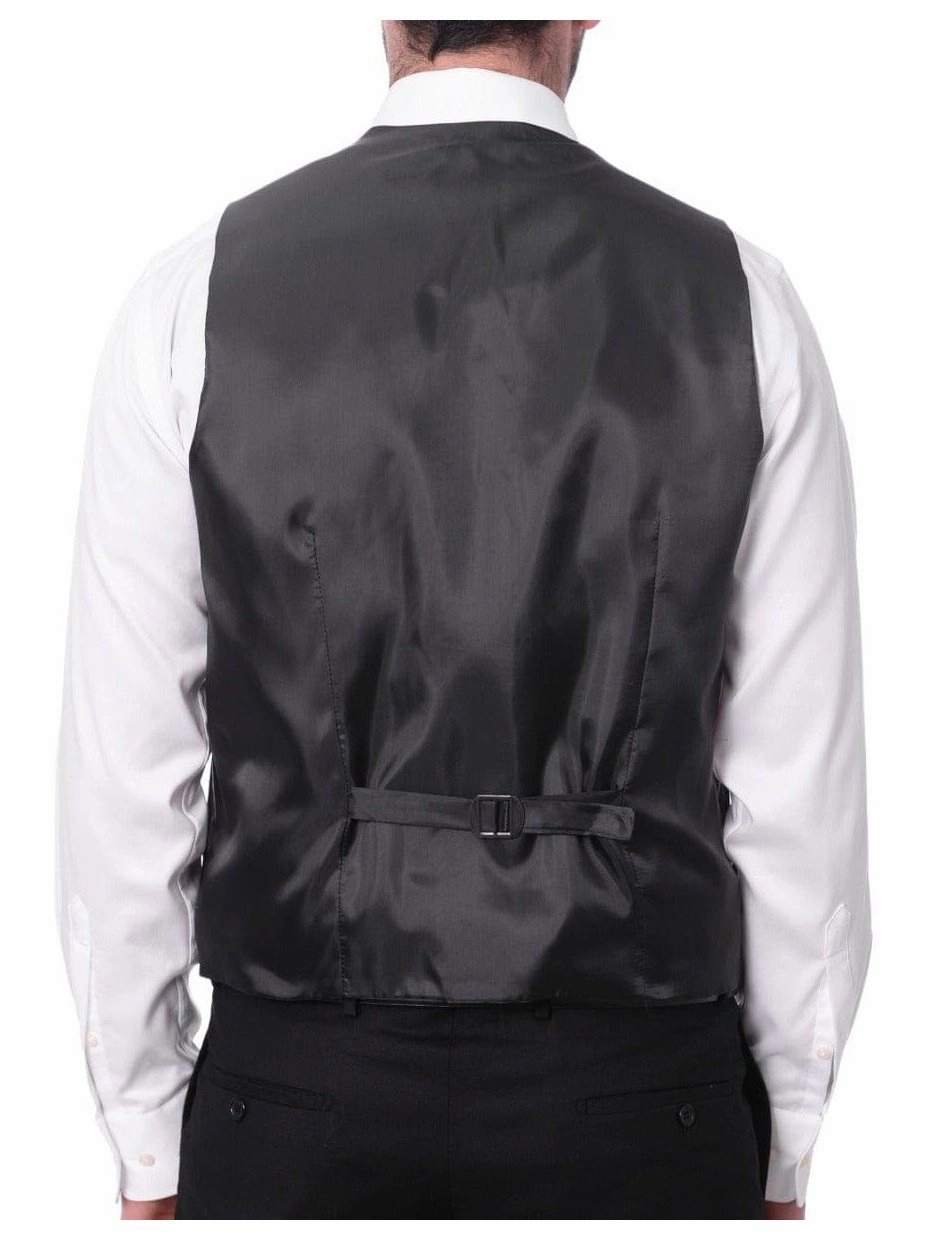 Cemden Mens Slim Fit Solid Black 1 Button 3 Piece Tuxedo Suit With Shawl Lapels