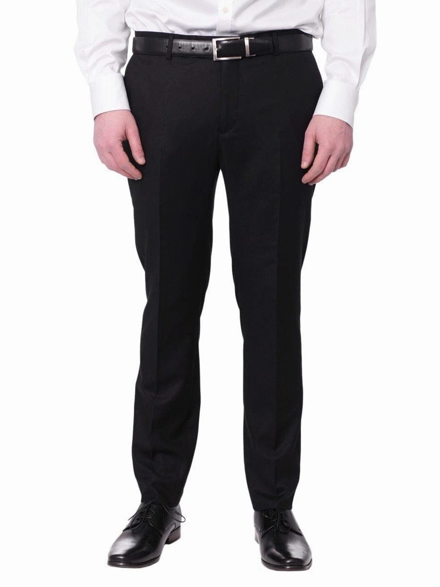 Cemden Mens Slim Fit Solid Black 1 Button 3 Piece Tuxedo Suit With Shawl Lapels