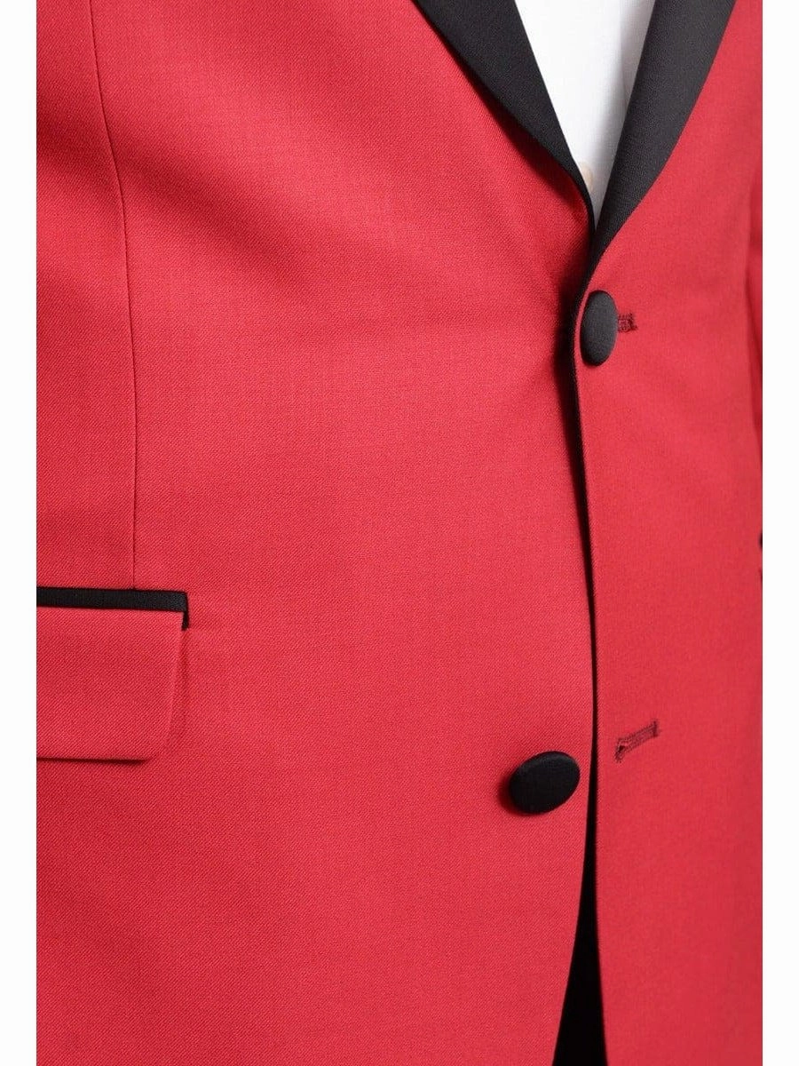 Cengizhan Baybars Slim Fit Solid Red Two Button Tuxedo Suit