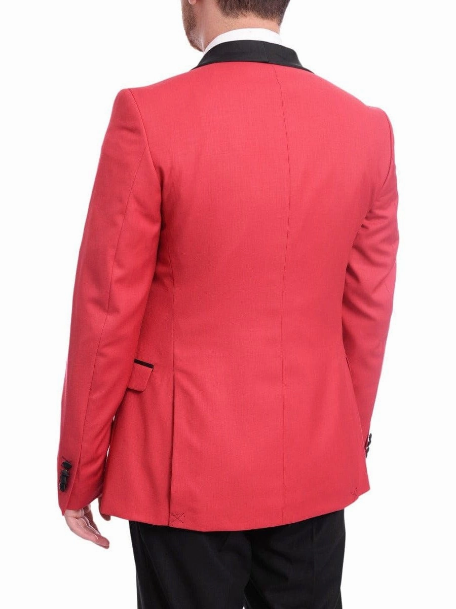 Cengizhan Baybars Slim Fit Solid Red Two Button Tuxedo Suit