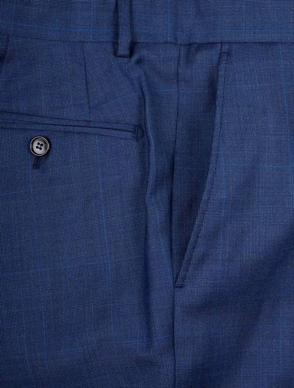 Check 3 Piece Suit Blue