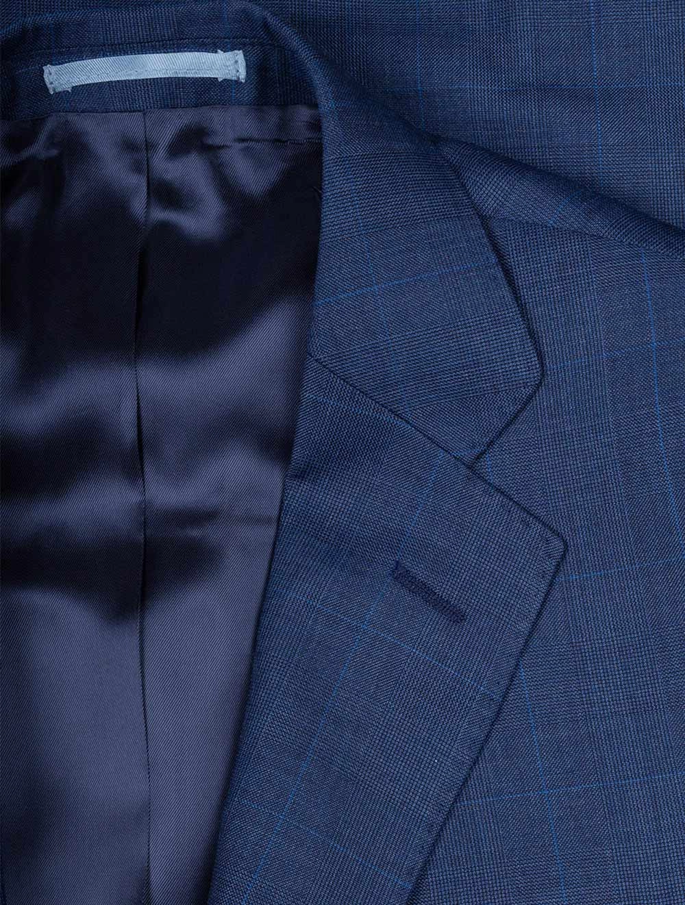 Check 3 Piece Suit Blue