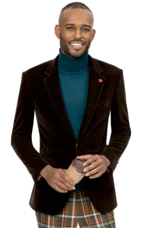 Circinus Collection: Brown Solid Velvet Blazer