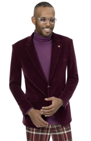 Circinus Collection: Burgundy Solid Velvet Blazer
