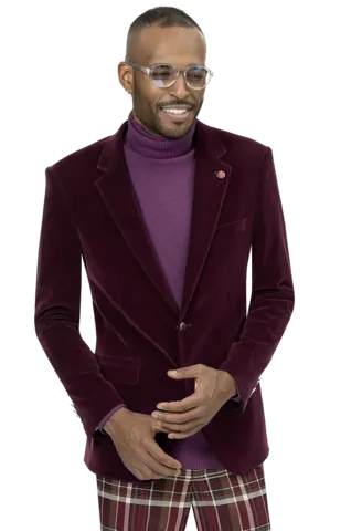 Circinus Collection: Burgundy Solid Velvet Blazer