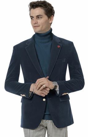 Circinus Collection: French Blue Solid Velvet Blazer