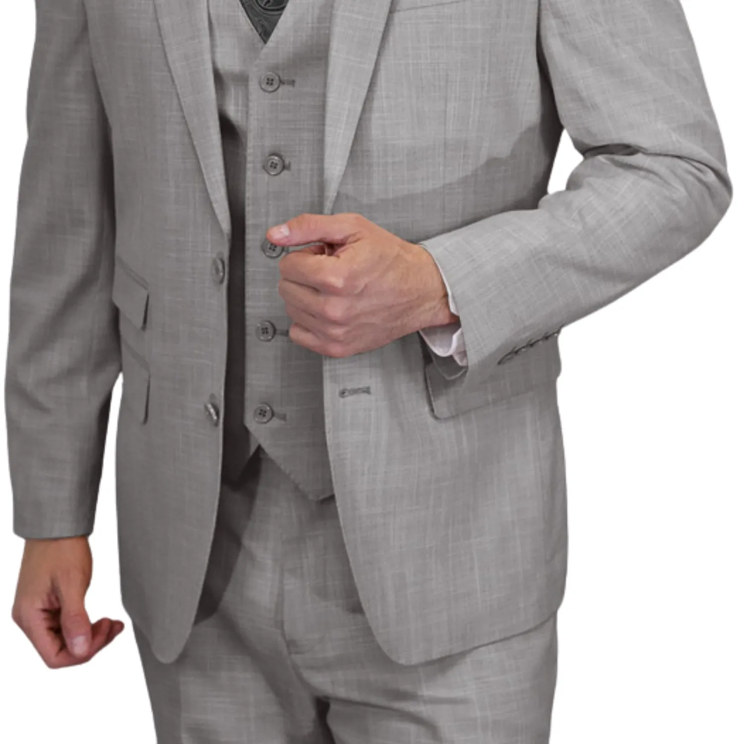 Comet Couture Collection: Gray Sharkskin Italian Wool 3-Piece Suit – Modern Fit