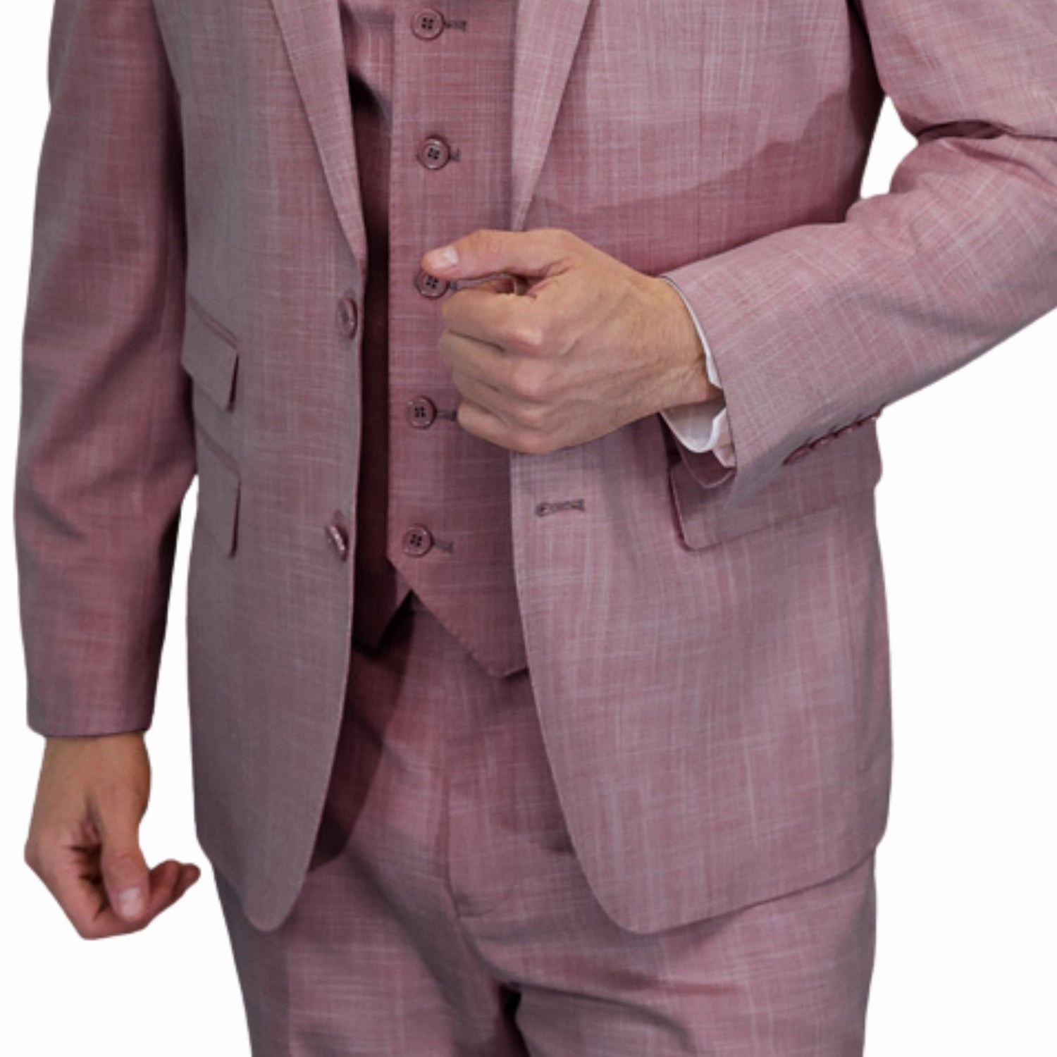 Comet Couture Collection: Blush Sharkskin Italian Wool 3-Piece Suit – Modern Fit