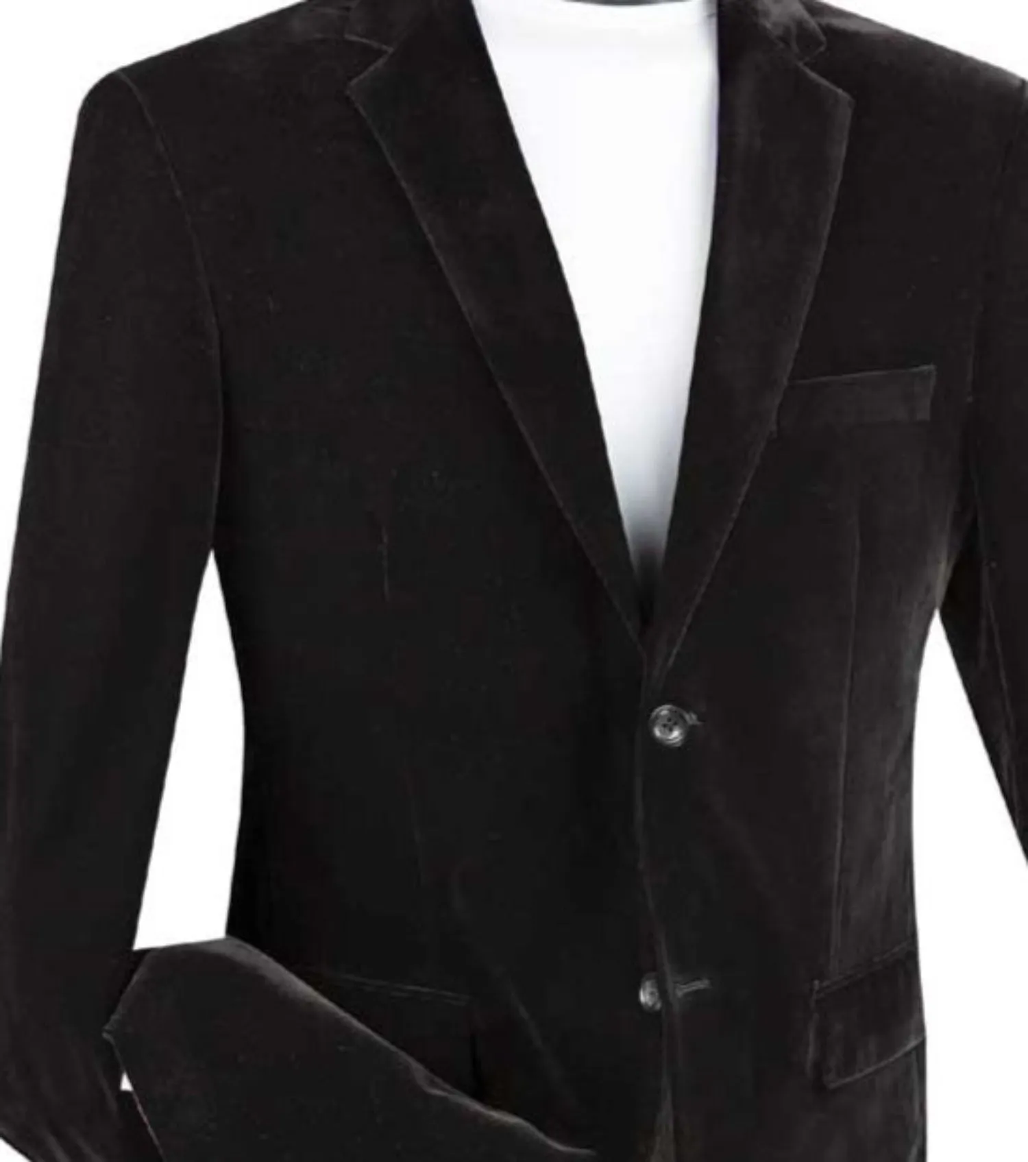 Countess Collection: Black Velvet Solid Color Single Breasted Regular Fit Blazer