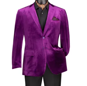 Countess Collection: Purple Velvet Solid Color Single Breasted Regular Fit Blazer