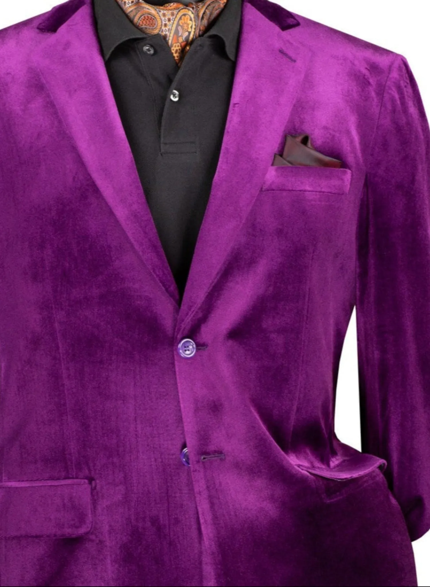 Countess Collection: Purple Velvet Solid Color Single Breasted Regular Fit Blazer