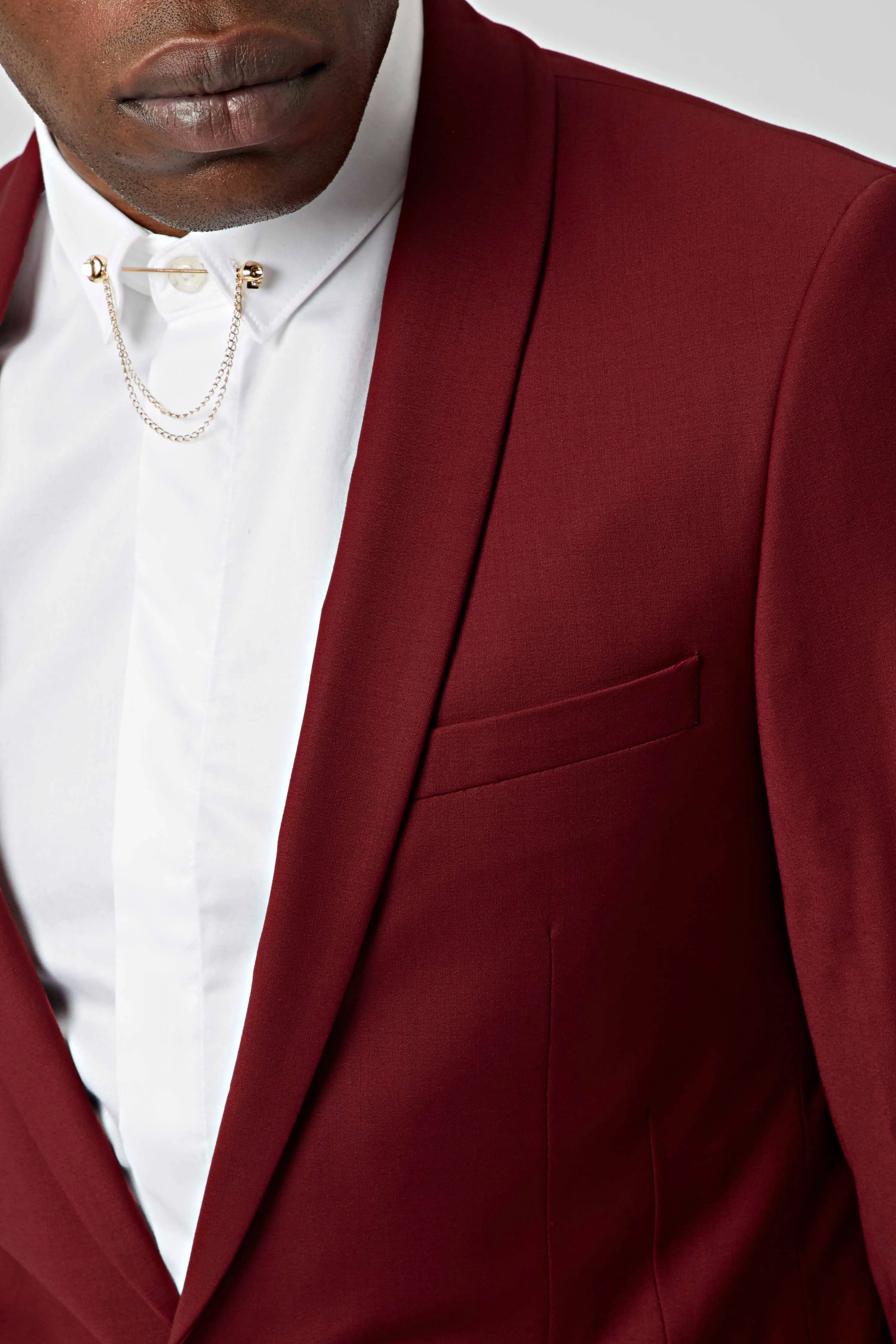 Drake Skinny Fit Red Wool Suit