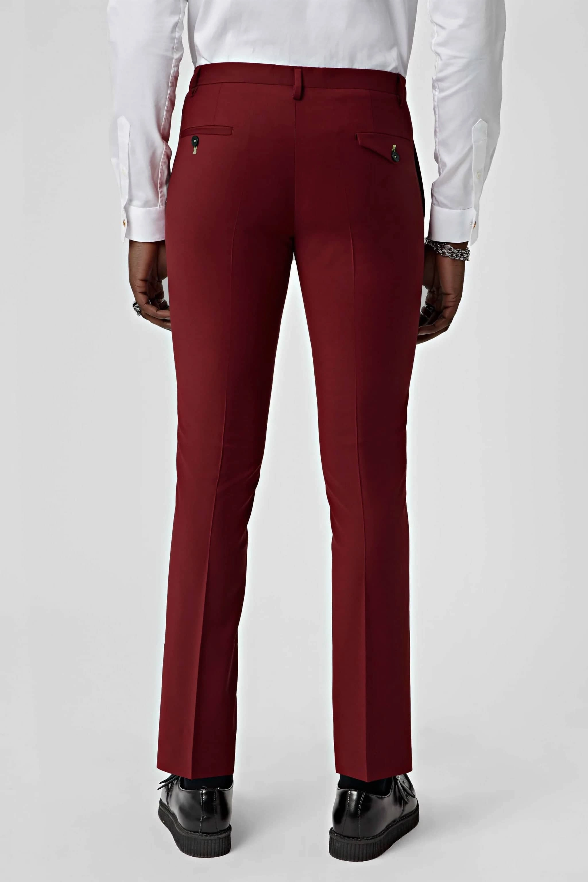Drake Skinny Fit Red Wool Suit