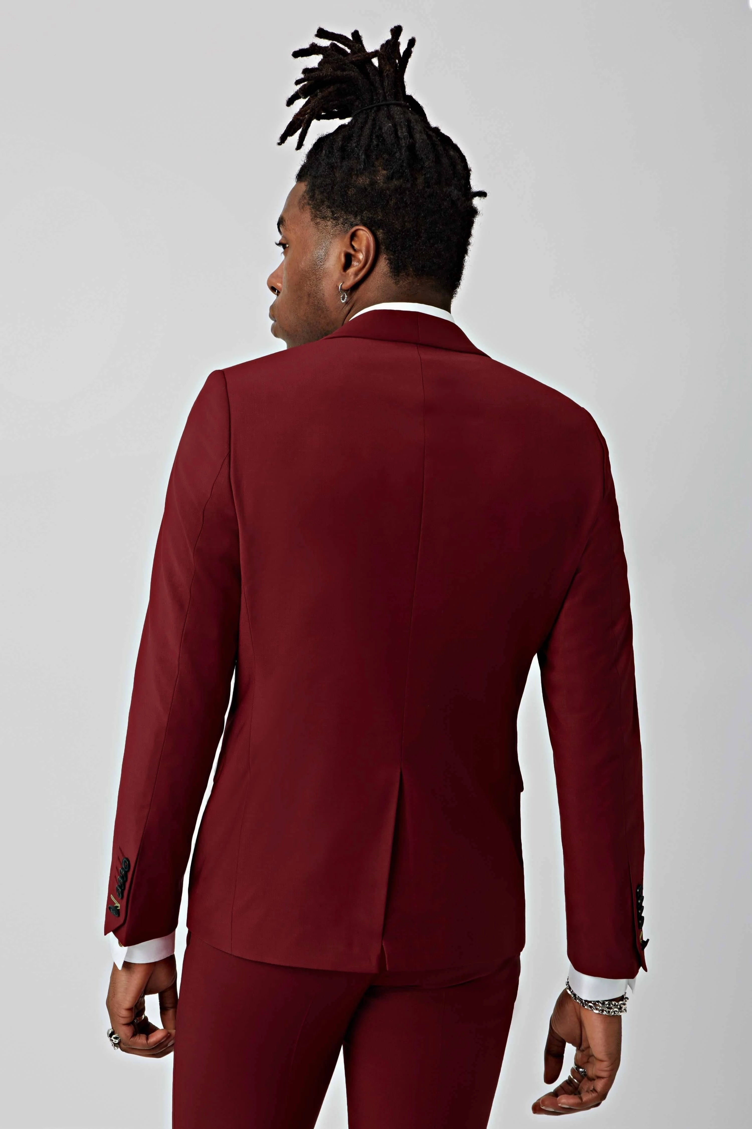 Drake Skinny Fit Red Wool Suit