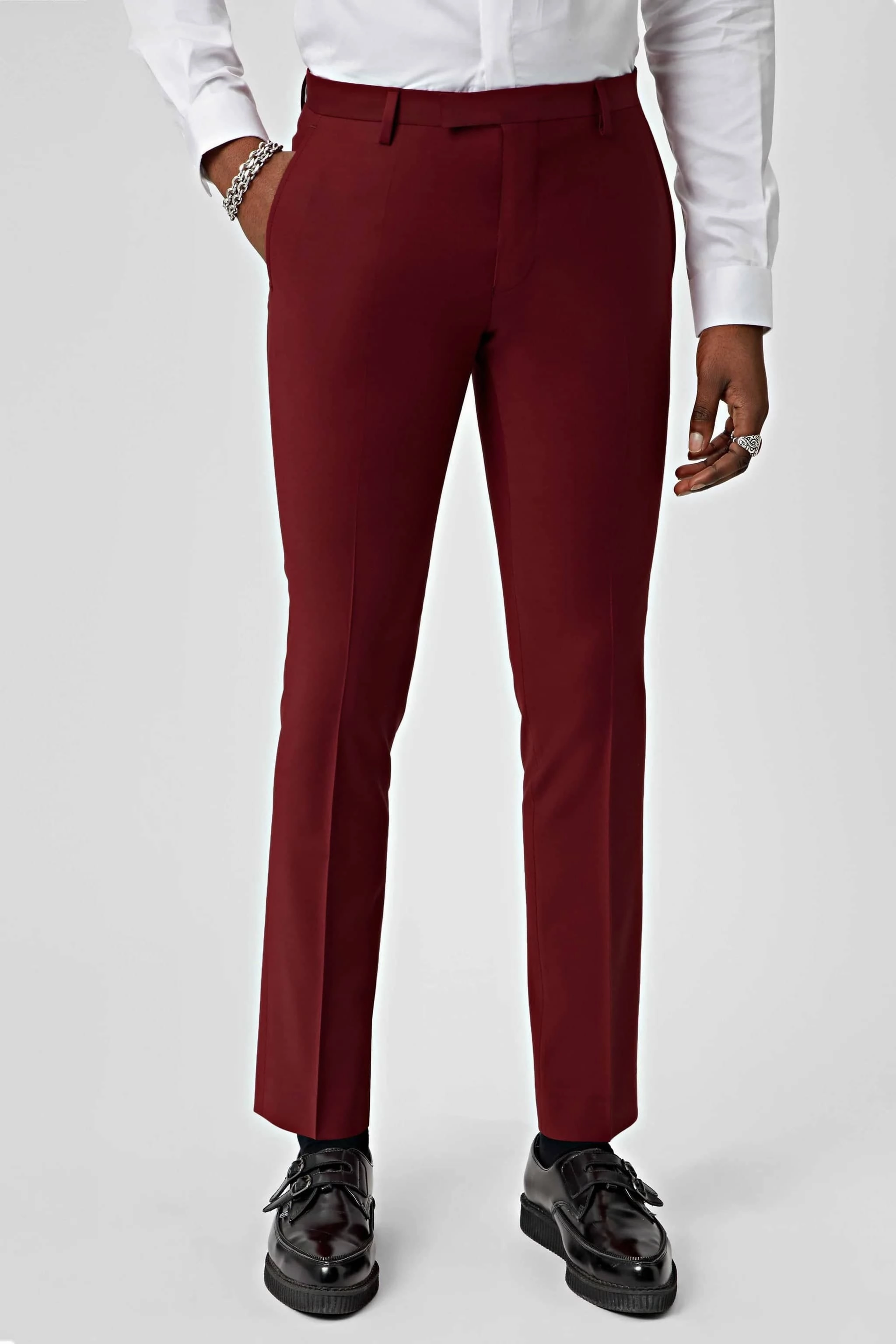 Drake Skinny Fit Red Wool Suit