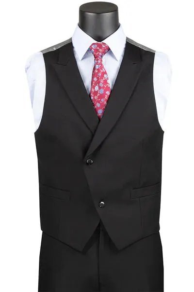Elite Edit Collection: Black 2 Piece Solid Color Single Breasted Modern Fit Suit