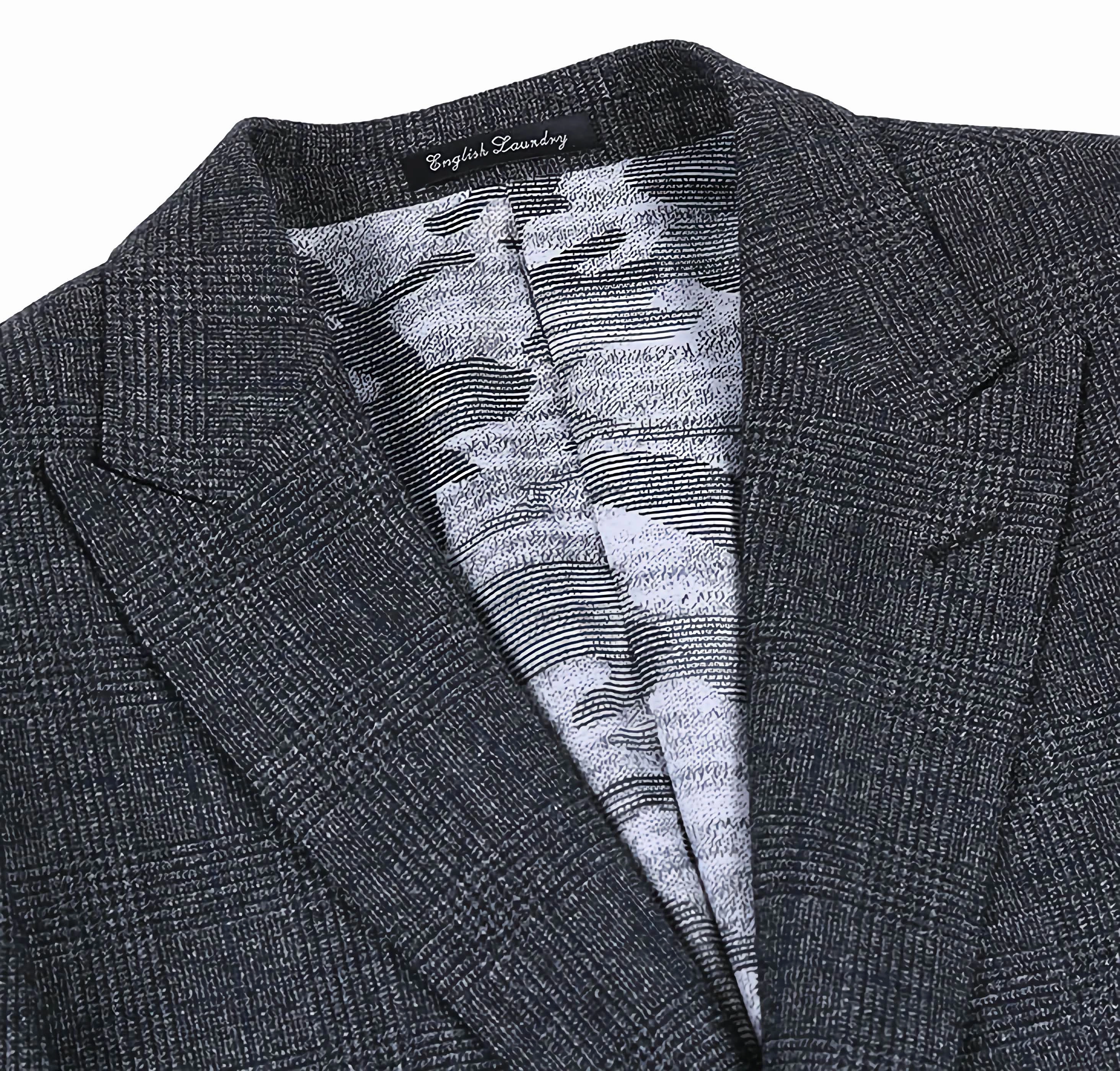 English Laundry 100% Wool Charcoal Checked Slim Fit Suit