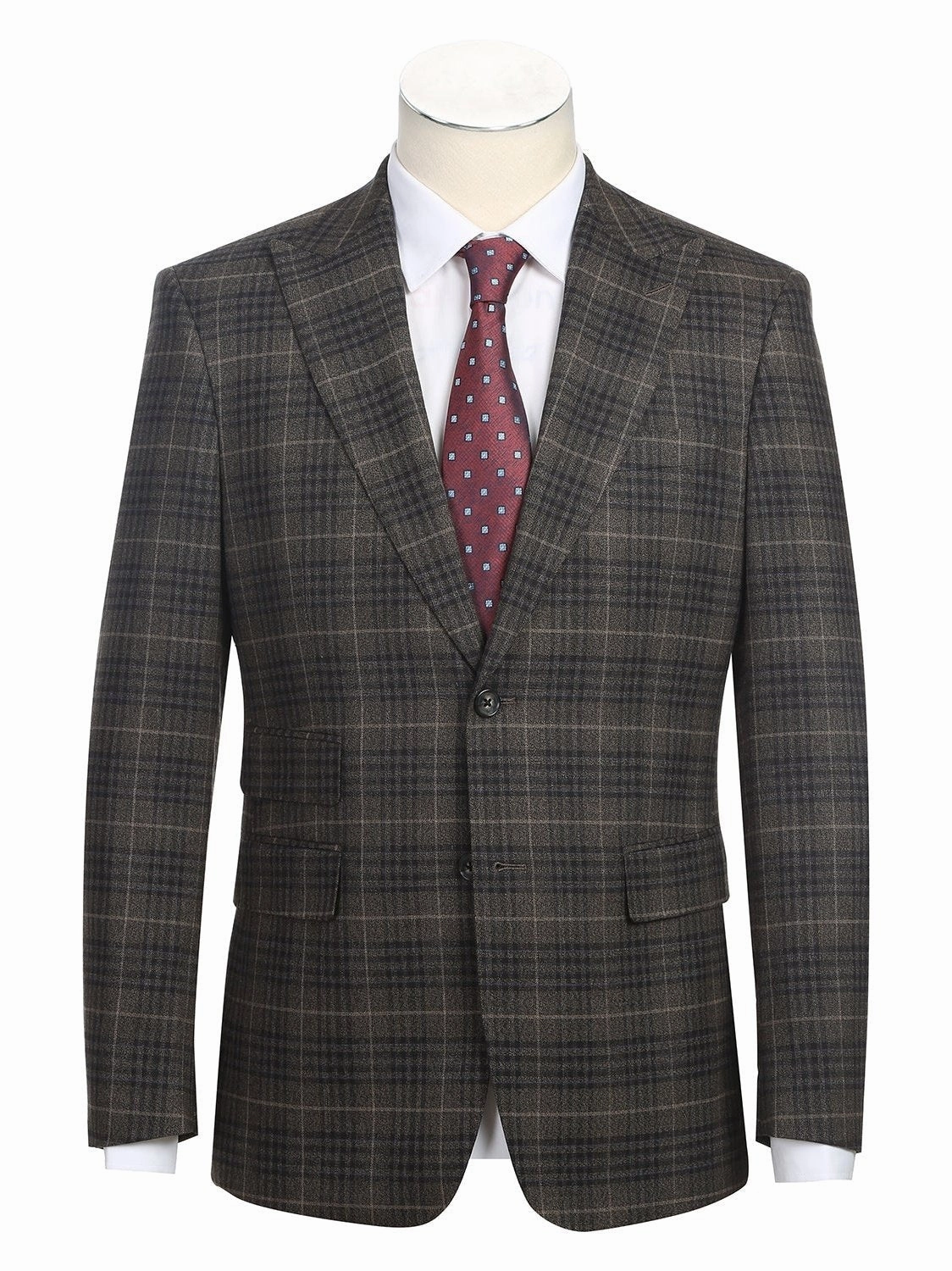 English Laundry Men's 3-Piece Slim Fit Check Peak Lapel Suit