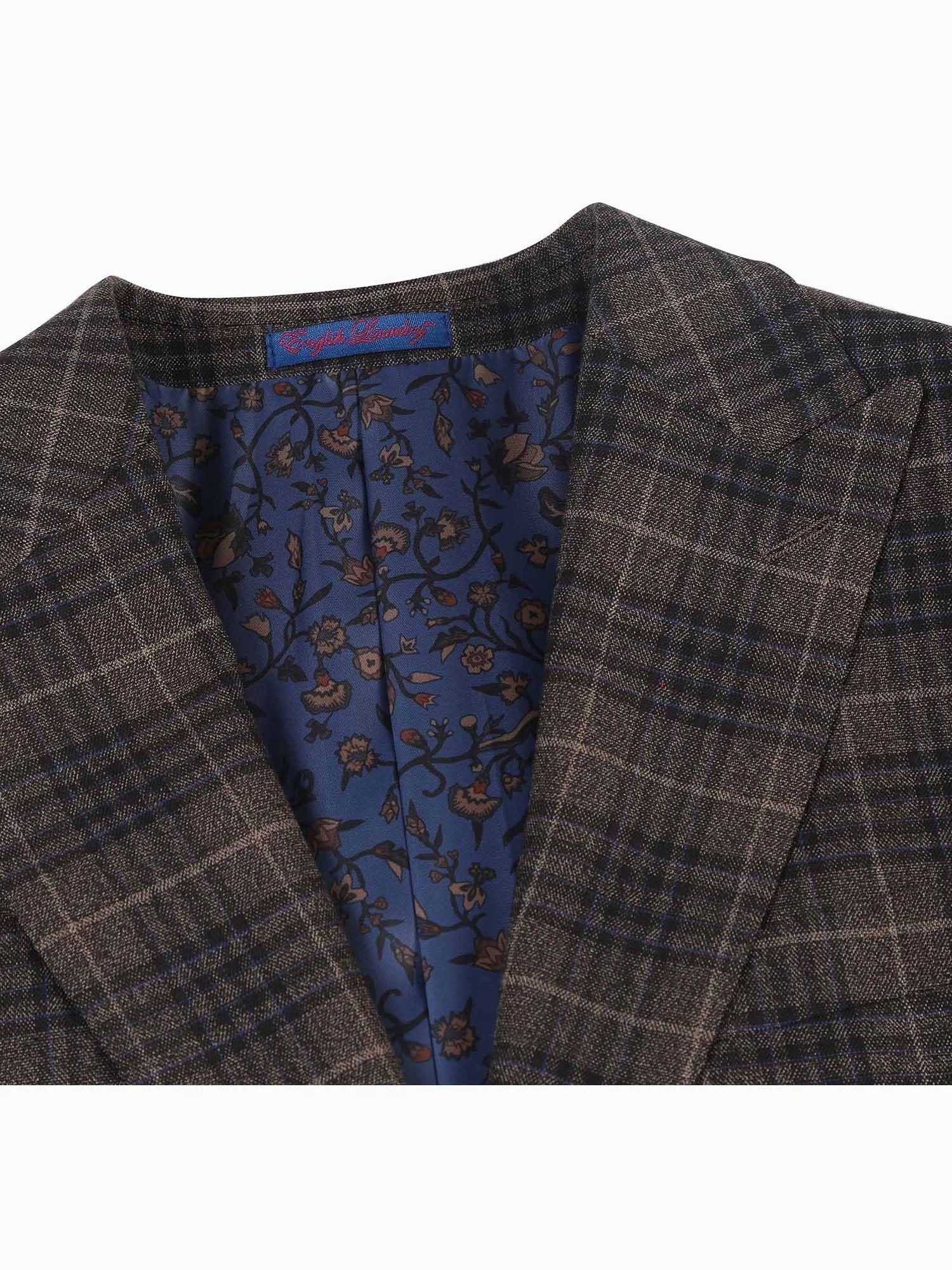 English Laundry Men's 3-Piece Slim Fit Check Peak Lapel Suit