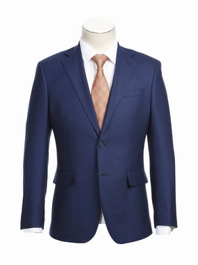 English Laundry Slim Fit Two Button Blue Wool Notch Lapel Suit