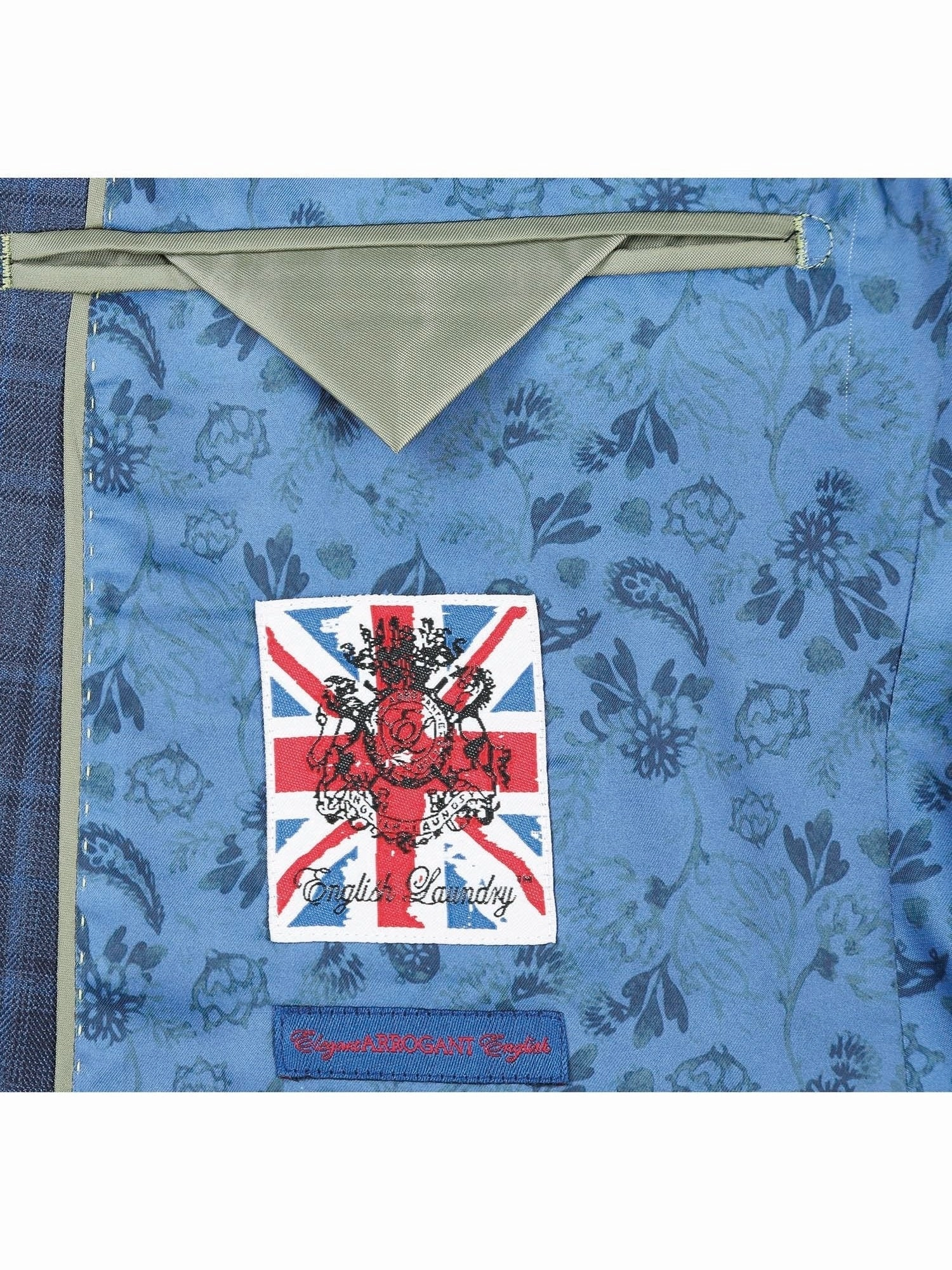 English Laundry Slim Fit Two button Cadet Blue Check Peak Lapel Suit