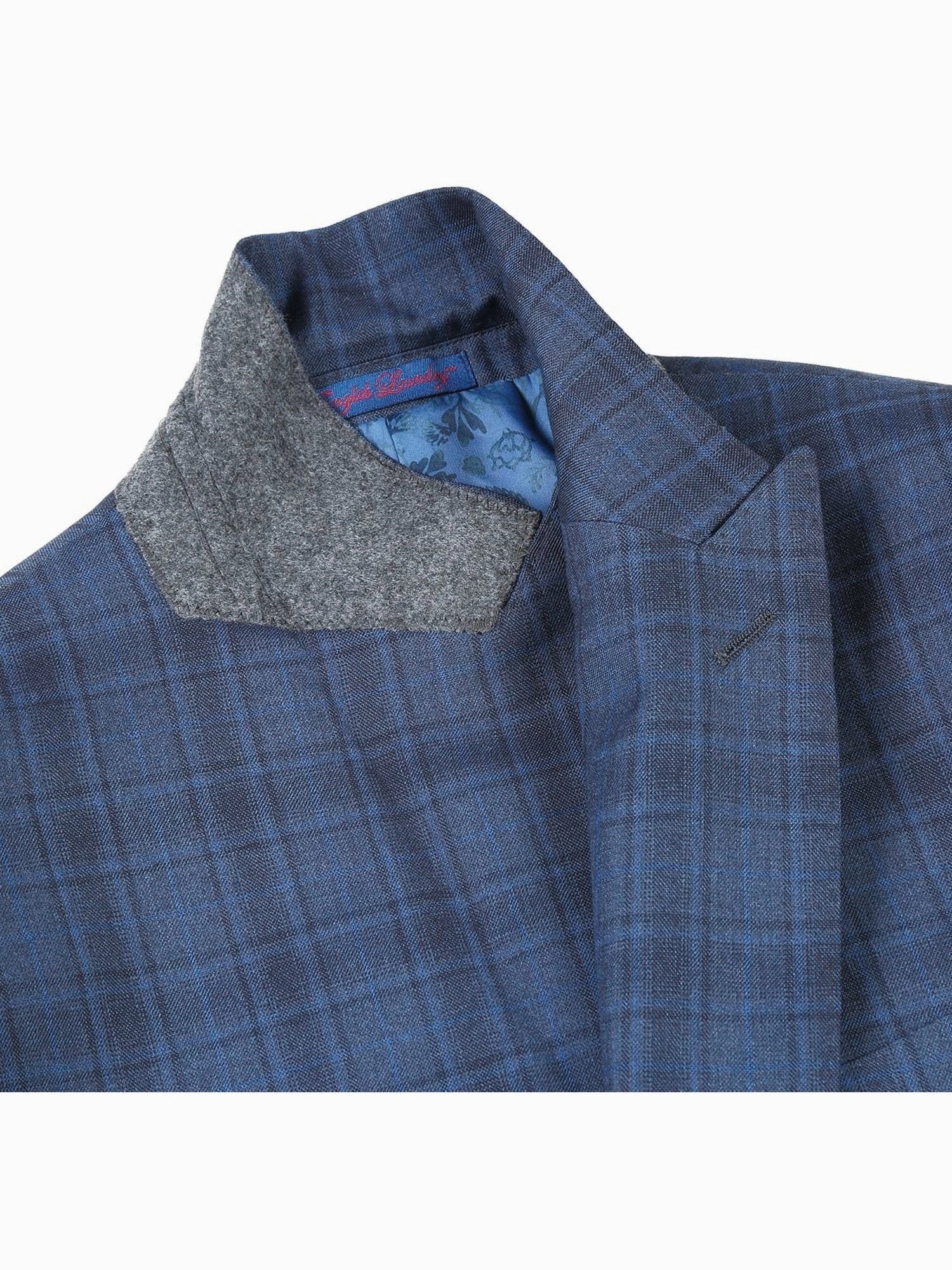 English Laundry Slim Fit Two button Cadet Blue Check Peak Lapel Suit
