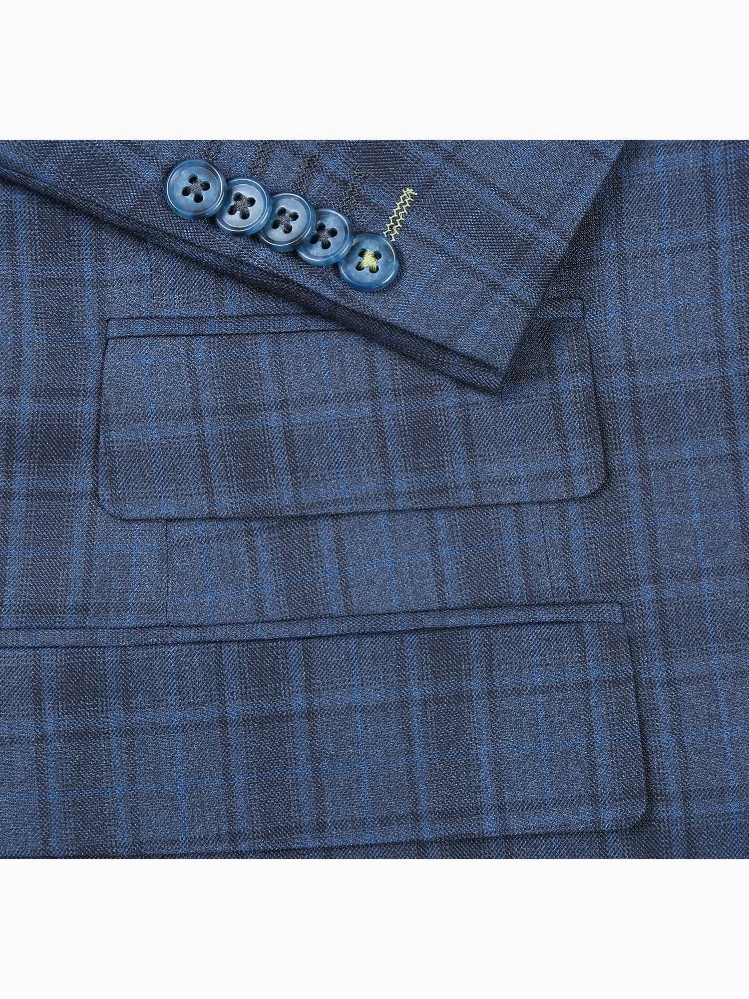 English Laundry Slim Fit Two button Cadet Blue Check Peak Lapel Suit