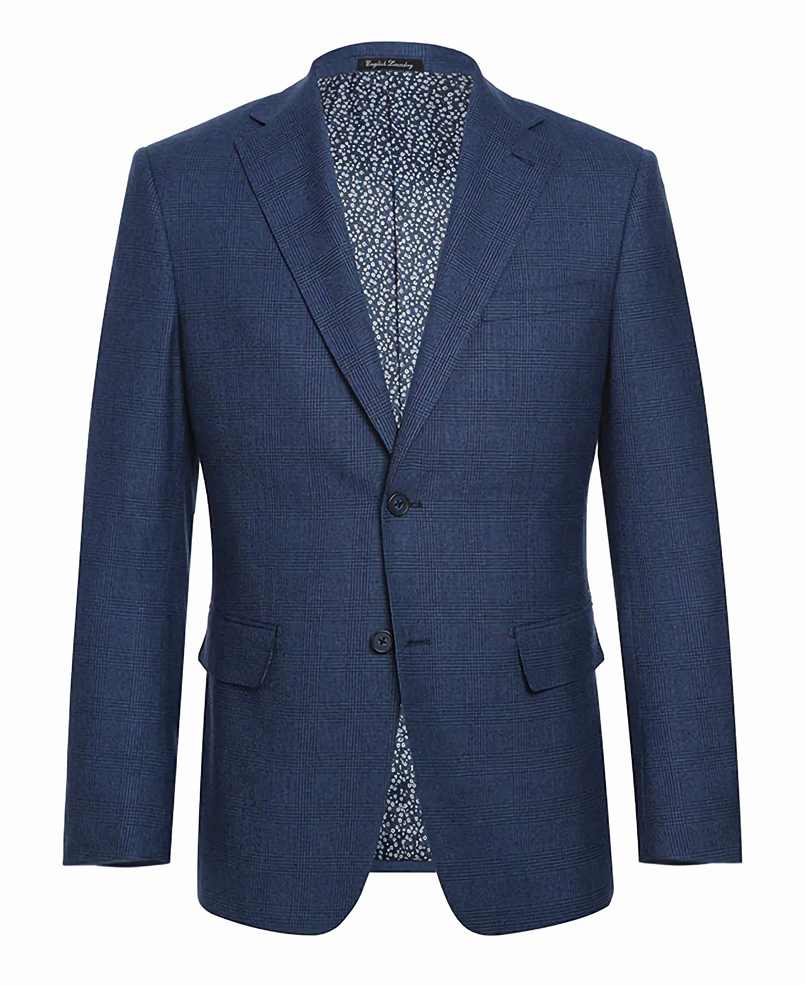 English Laundry Wool Blend Blue Checked Slim Fit Suit