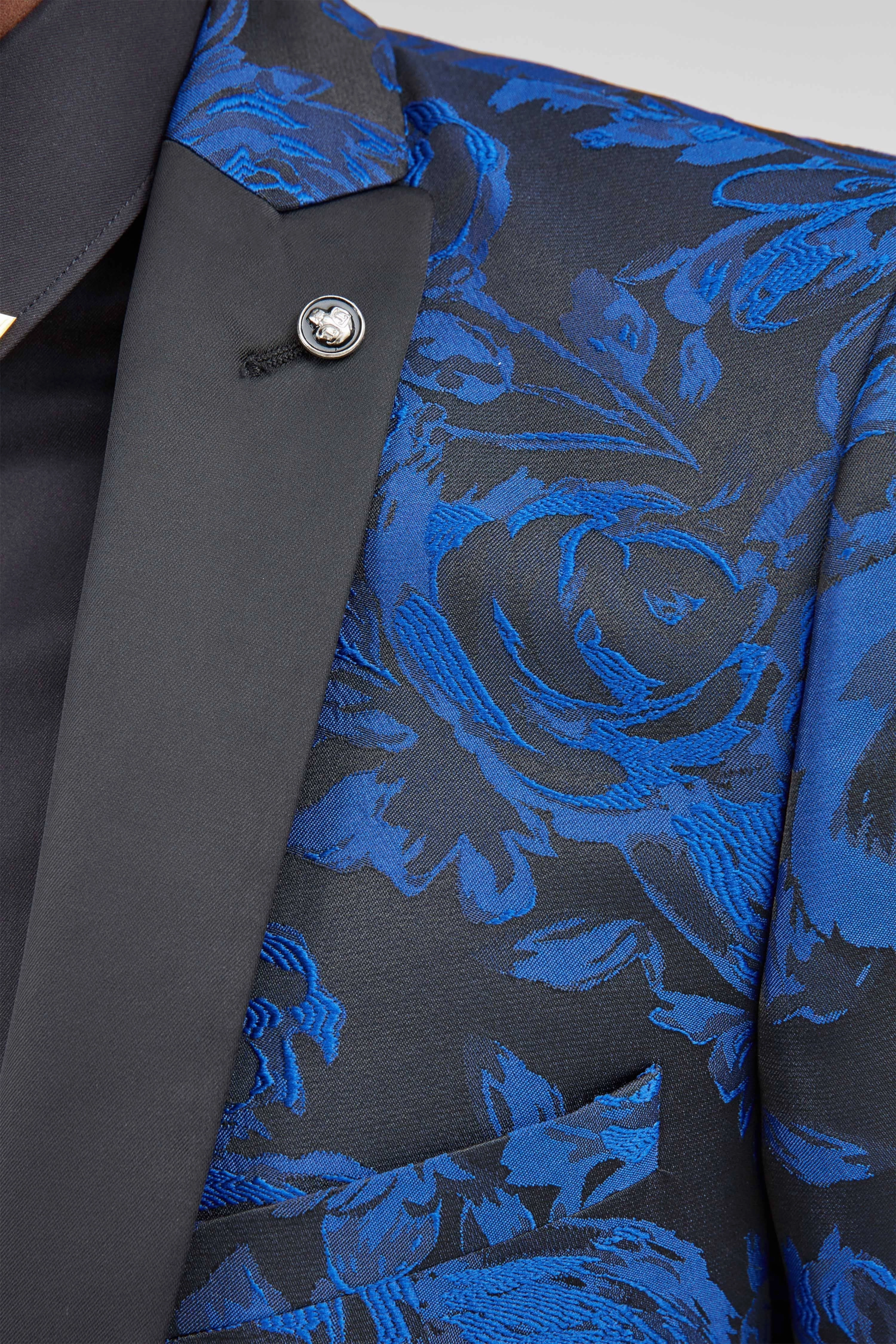 Ersat Skinny Fit Blue Floral Tuxedo Suit