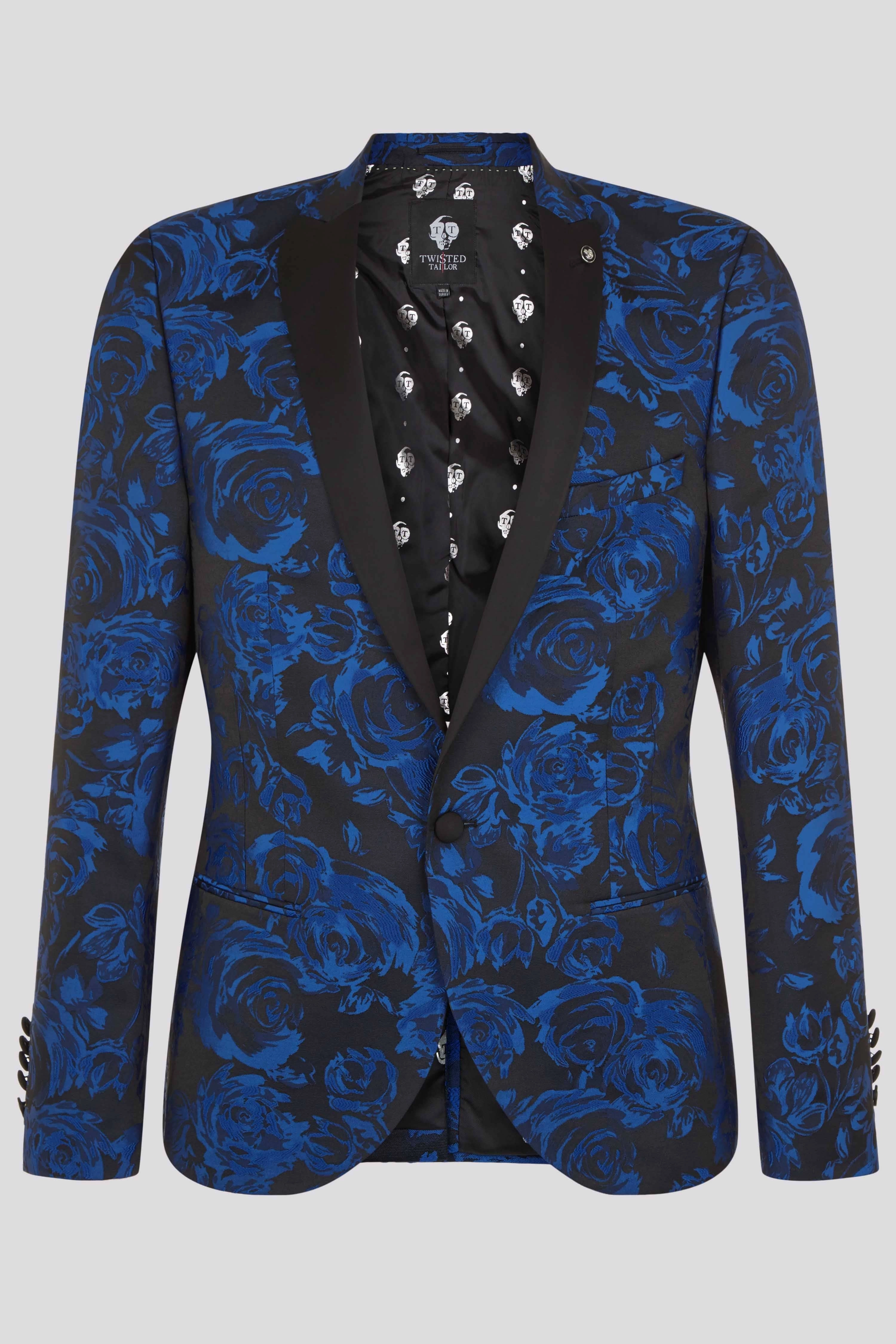 Ersat Skinny Fit Blue Floral Tuxedo Suit