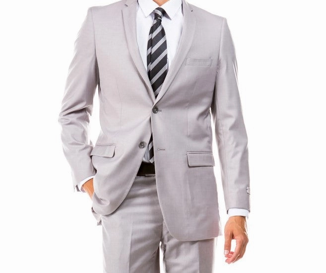 Essential Elegance Collection: Men's Two-Piece Suit Slim Fit with Notch Lapel In Light Grey - Slim Fit