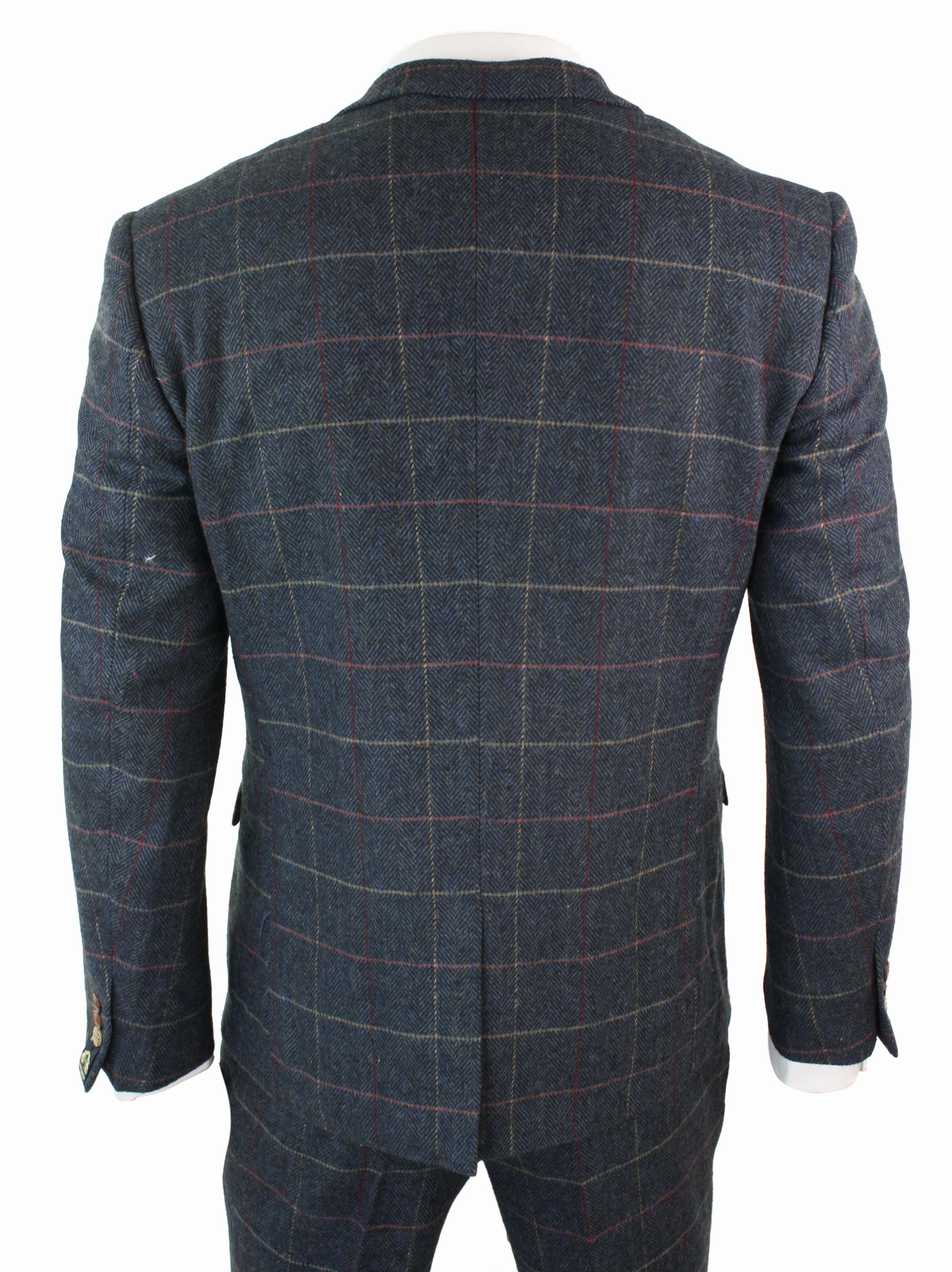 Eton Navy Blue Wine Check 3 Piece Suit