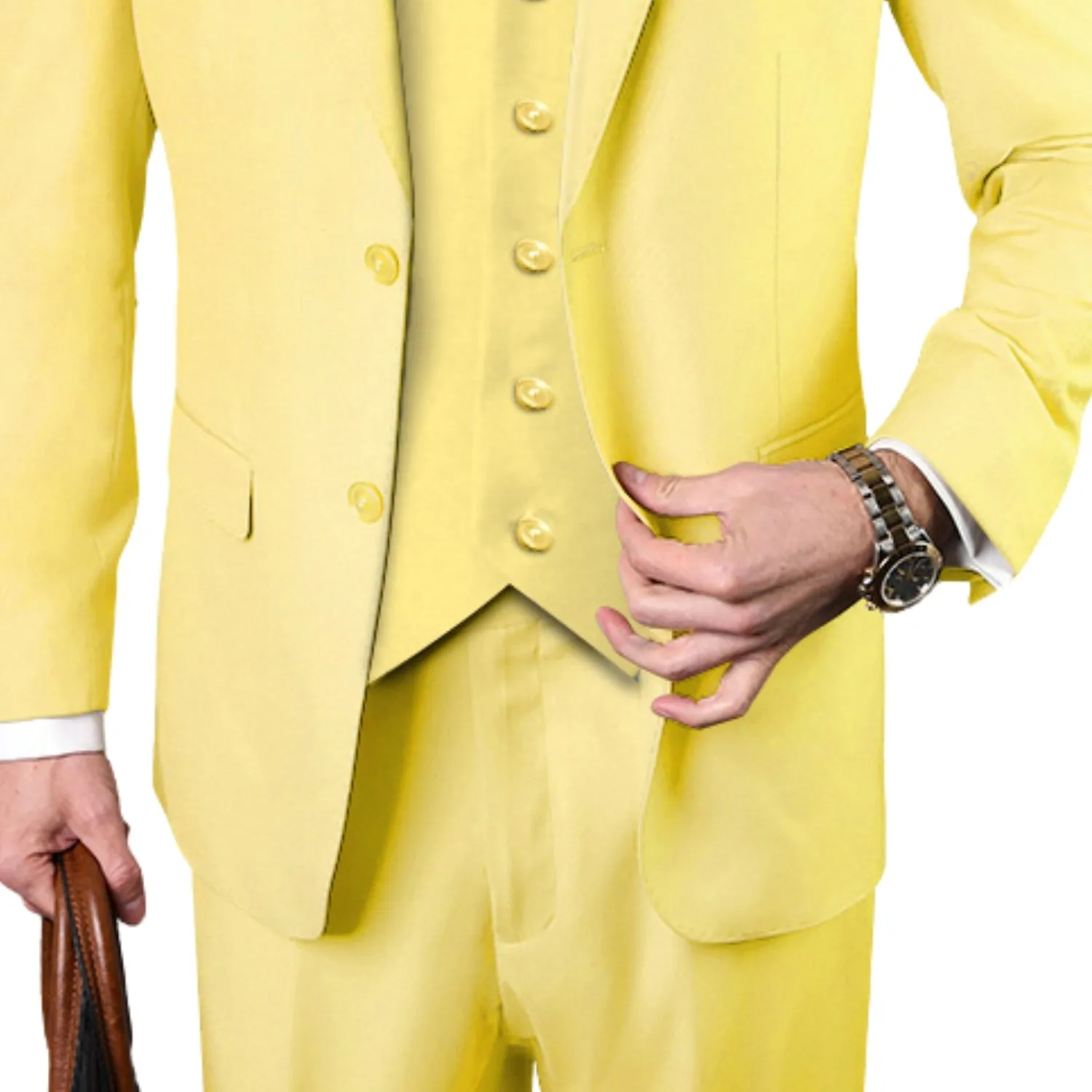 Europa Collection: Yellow 3-Piece Modern Fit Suit – Super 180's Italian Wool