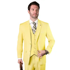 Europa Collection: Yellow 3-Piece Modern Fit Suit – Super 180's Italian Wool