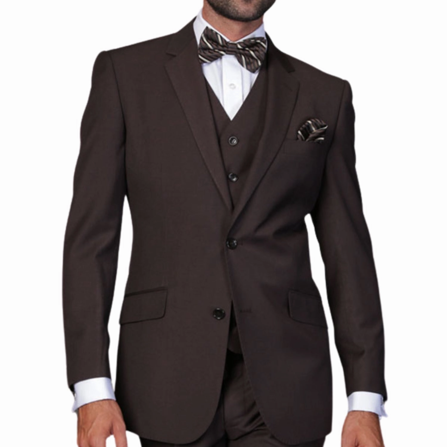 Europa Collection: Brown 3-Piece Modern Fit Suit – Super 180's Italian Wool