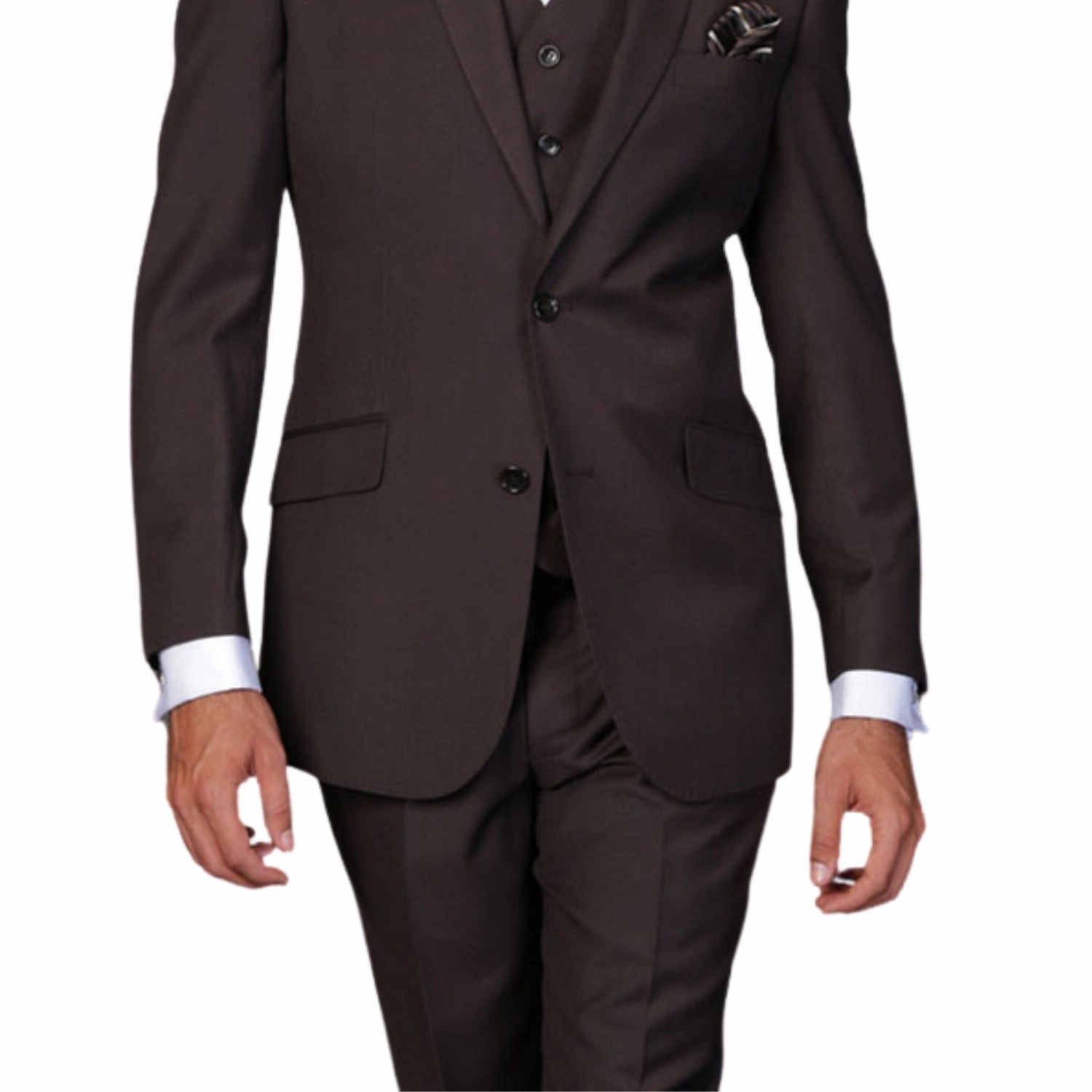 Europa Collection: Brown 3-Piece Modern Fit Suit – Super 180's Italian Wool