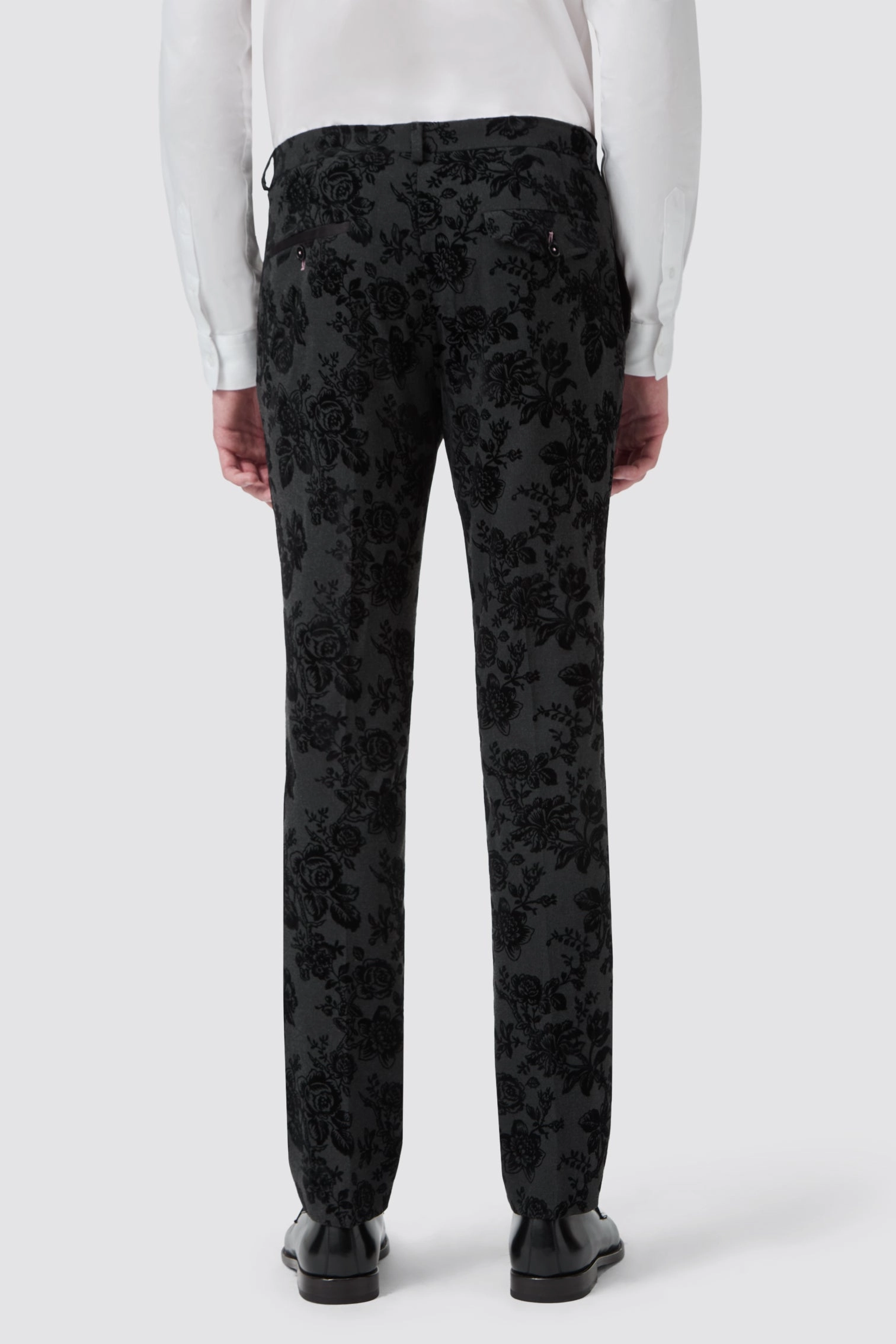 Fleet Skinny Fit Black Floral Tuxedo Suit