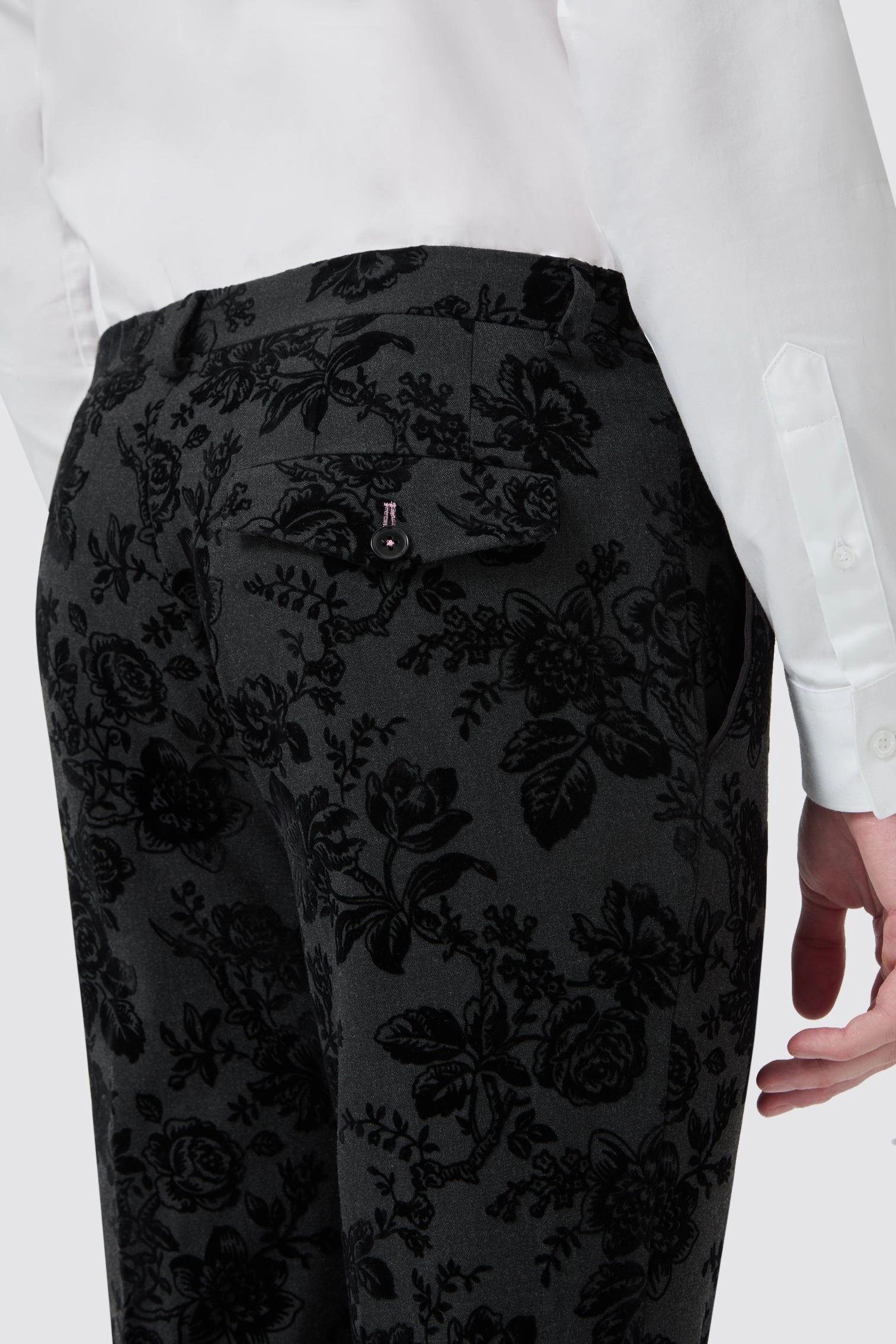 Fleet Skinny Fit Black Floral Tuxedo Suit