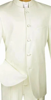 Gentry Glam Collection: Ivory 2 Piece Banded Collar Single Breasted Regular Fit Suits