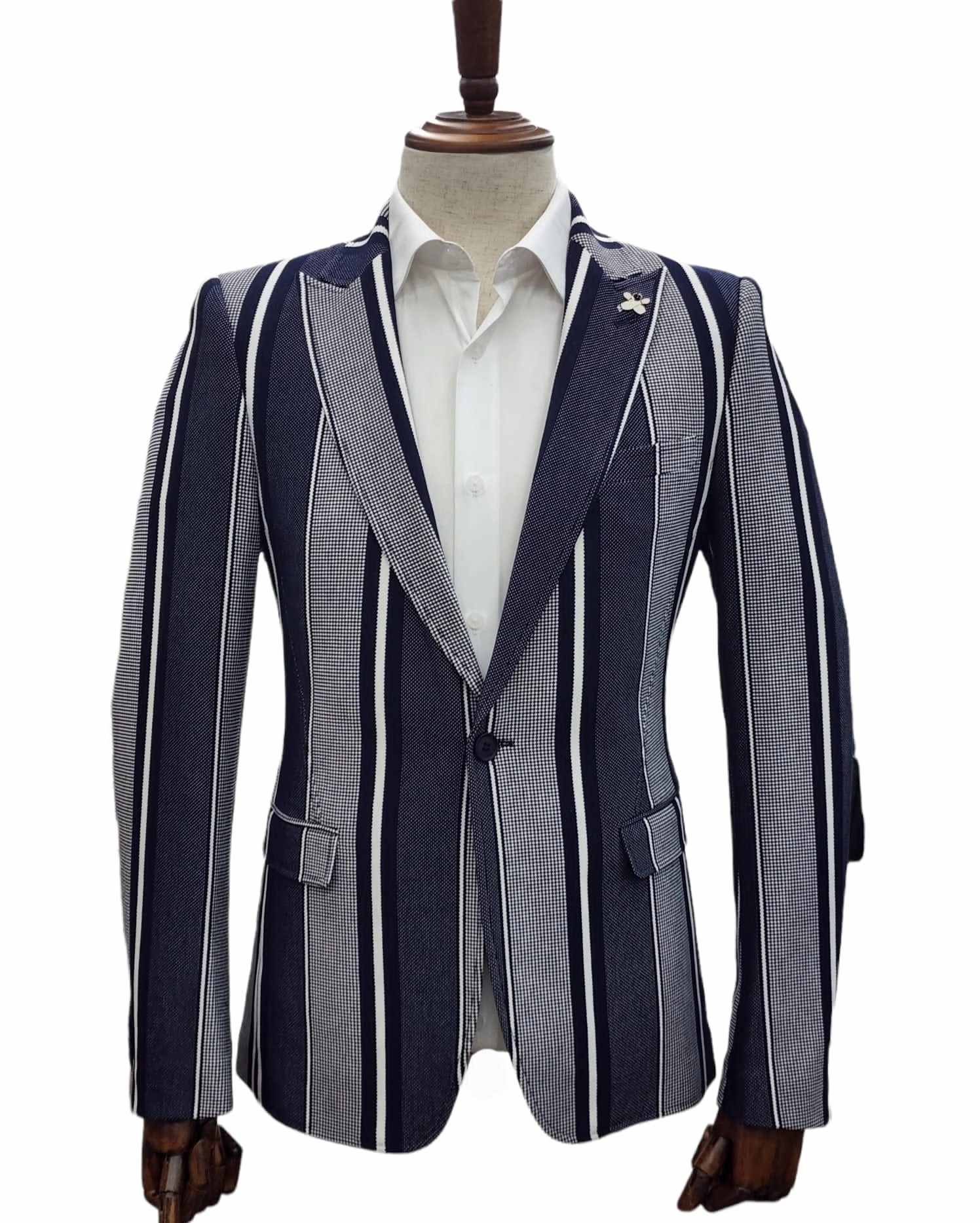 Giovanni Testi Traveler 1 Button Peak Lapel Slim Fit Stretch Suit GTRVL1P-140 NAVY
