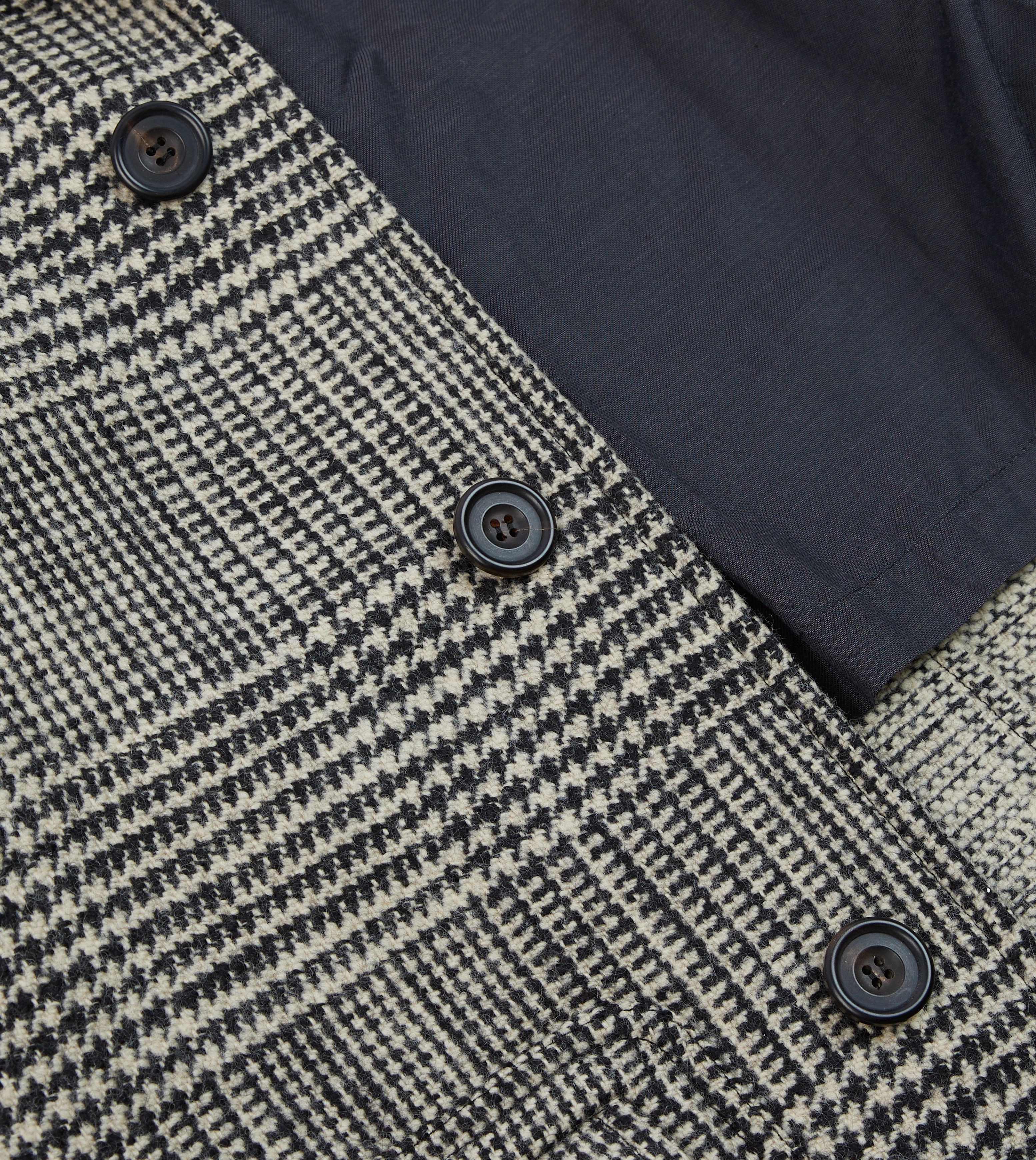 Grey Prince of Wales Check Wool Raglan Coat