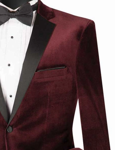 Hartley Collection: Velvet Slim Fit Wine Tuxedo for Men