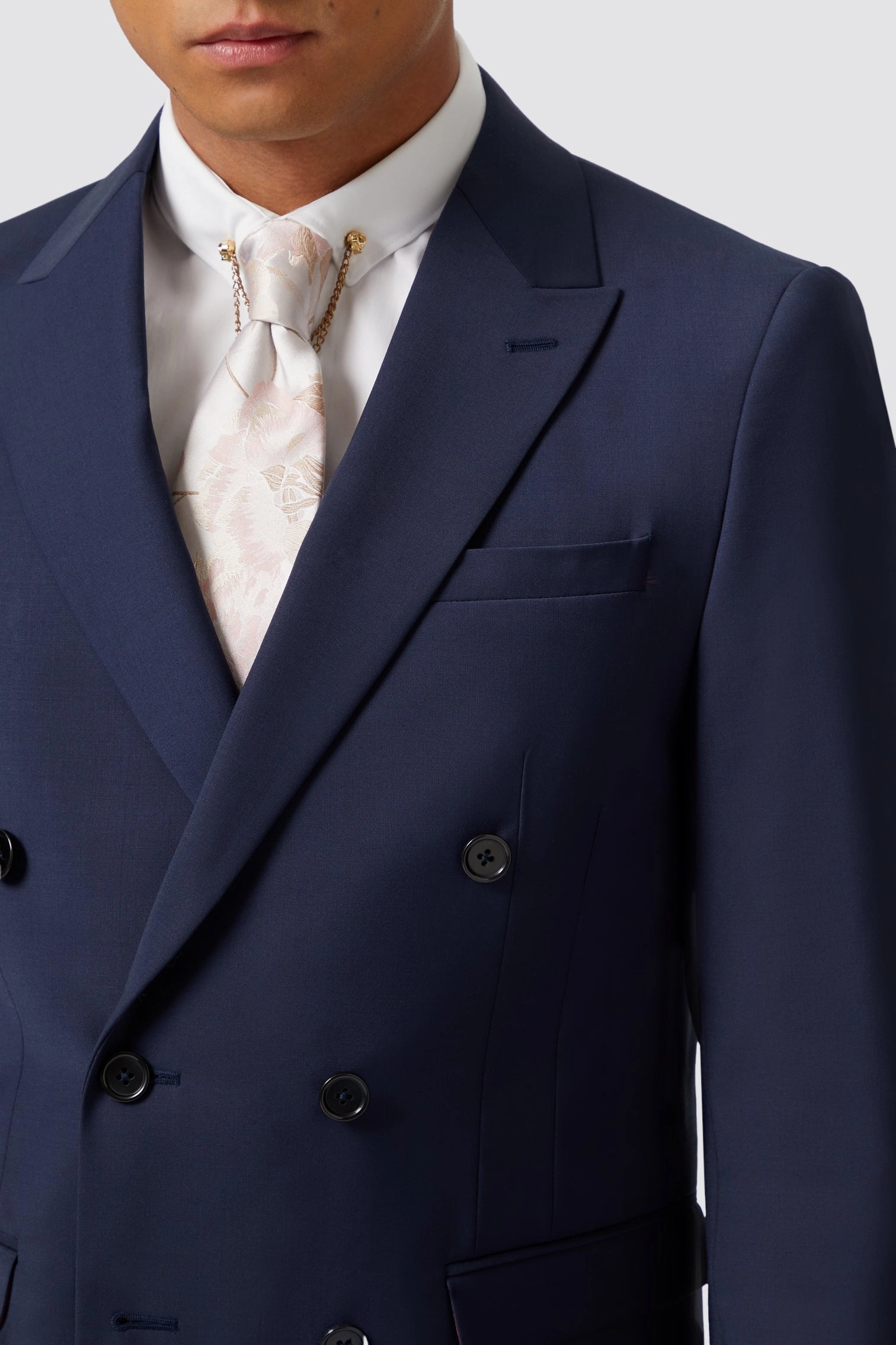 Harwood Slim Fit Navy Double Breasted Wool Suit - ARCHIVE